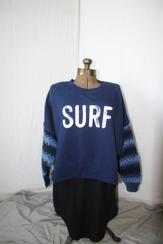 Sweatshirt Crochet Sleeves Surf Crop