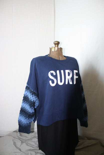 Sweatshirt Crochet Sleeves Surf Crop